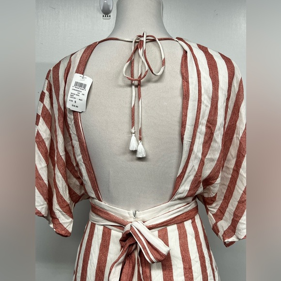 Nwt Essue Macy Blackwell Pink White Hotel Striped ButtonUp open back Dress sz S - Picture 13 of 15